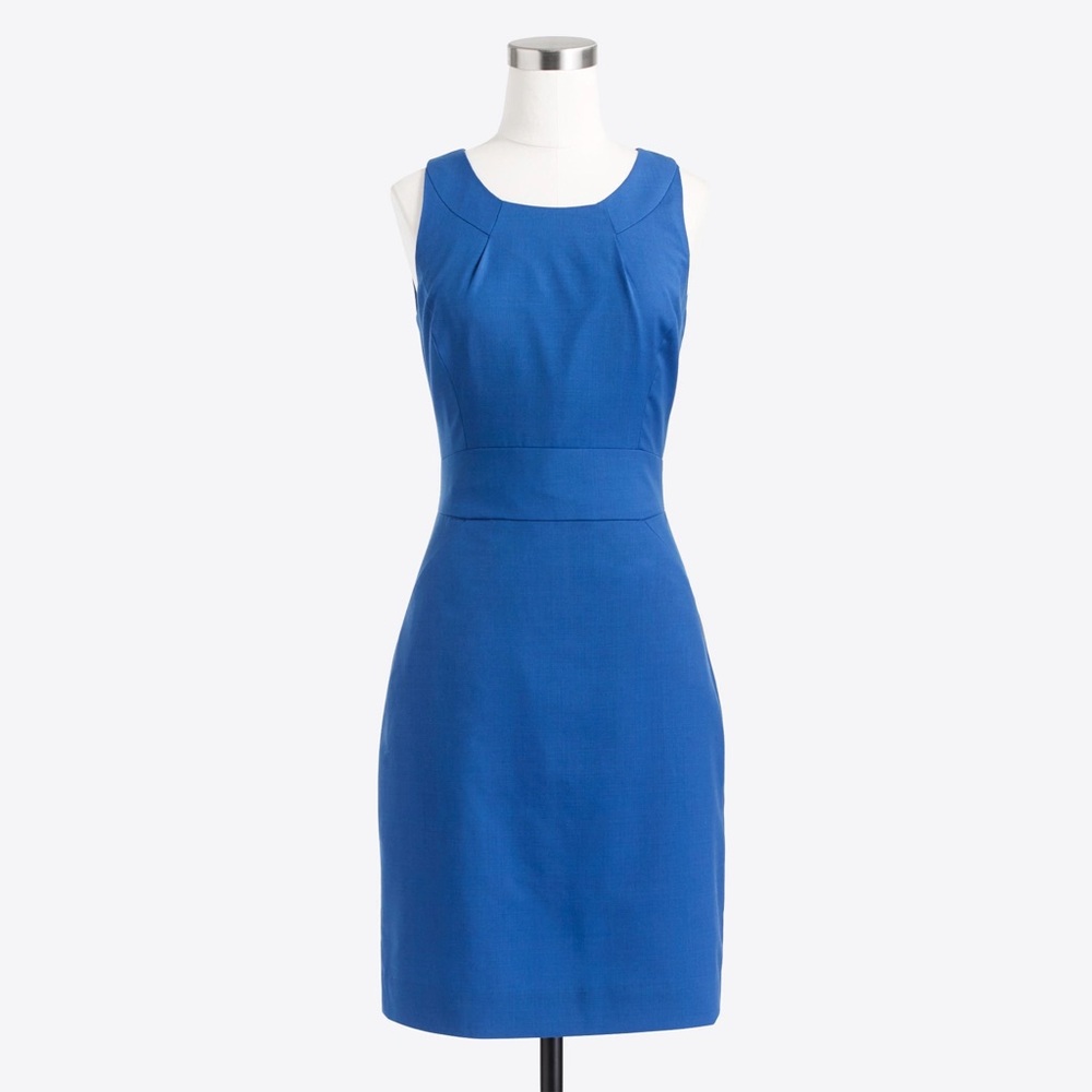 J. Crew Factory Tailored Shift Dress in Lightweight Wool Size 10 Blue